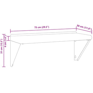 vidaXL Wall Shelf 75x30x31 cm Silver Stainless Steel