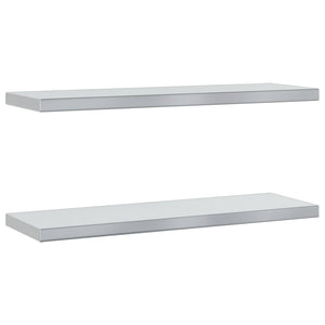 vidaXL Wall Shelves 2 pcs 75x23.5x3 cm Silver Stainless Steel