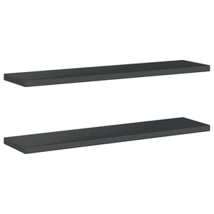 vidaXL Wall Shelves 2 pcs 100x23.5x3 cm Black Stainless Steel