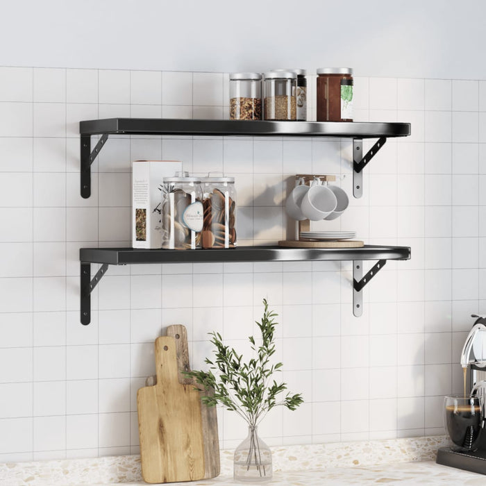 vidaXL Wall Shelves 2 pcs 75x23.5x3 cm Black Stainless Steel