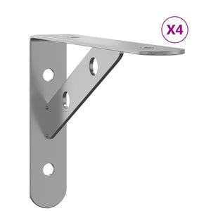 vidaXL Shelf Brackets 4 pcs 15x2.5x11.5 cm Silver Stainless Steel