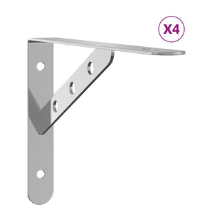 vidaXL Shelf Brackets 4 pcs 23.5x2.5x15.5 cm Silver Stainless Steel