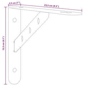 vidaXL Shelf Brackets 4 pcs 23.5x2.5x15.5 cm Silver Stainless Steel