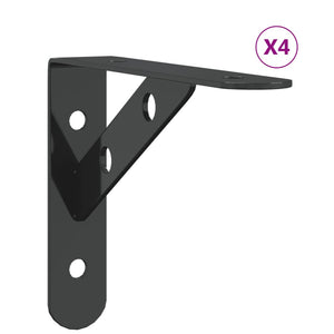 vidaXL Shelf Brackets 4 pcs 15x2.5x11.5 cm Black Stainless Steel