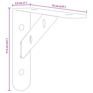 vidaXL Shelf Brackets 4 pcs 15x2.5x11.5 cm Black Stainless Steel