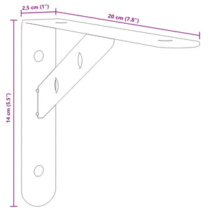 vidaXL Shelf Brackets 4 pcs 20x2.5x14 cm Black Stainless Steel