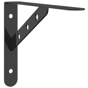 vidaXL Shelf Brackets 4 pcs 23.5x2.5x15.5 cm Black Stainless Steel