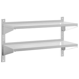 vidaXL 2-Tier Wall Shelf 100x40x60 cm Silver Stainless Steel