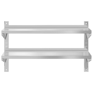 vidaXL 2-Tier Wall Shelf 100x40x60 cm Silver Stainless Steel