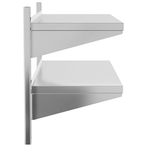 vidaXL 2-Tier Wall Shelf 100x40x60 cm Silver Stainless Steel