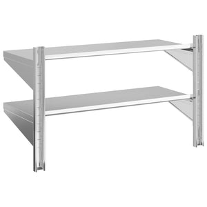 vidaXL 2-Tier Wall Shelf 100x40x60 cm Silver Stainless Steel