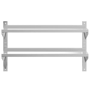 vidaXL 2-Tier Wall Shelf 100x30x60 cm Silver Stainless Steel