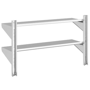 vidaXL 2-Tier Wall Shelf 100x30x60 cm Silver Stainless Steel