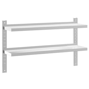 vidaXL 2-Tier Wall Shelf 100x23.5x60 cm Silver Stainless Steel