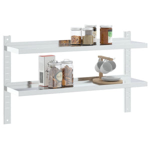 vidaXL 2-Tier Wall Shelf 100x23.5x60 cm Silver Stainless Steel