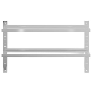 vidaXL 2-Tier Wall Shelf 100x23.5x60 cm Silver Stainless Steel