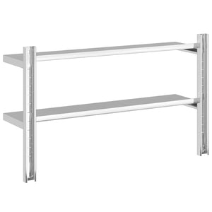 vidaXL 2-Tier Wall Shelf 100x23.5x60 cm Silver Stainless Steel