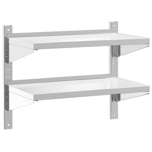 vidaXL 2-Tier Wall Shelf 75x40x60 cm Silver Stainless Steel