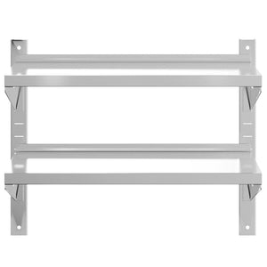 vidaXL 2-Tier Wall Shelf 75x40x60 cm Silver Stainless Steel