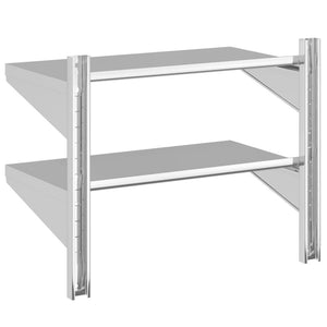 vidaXL 2-Tier Wall Shelf 75x40x60 cm Silver Stainless Steel