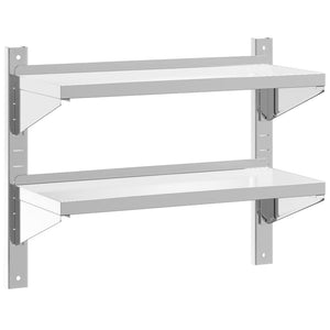 vidaXL 2-Tier Wall Shelf 75x30x60 cm Silver Stainless Steel