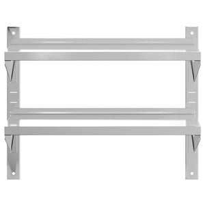 vidaXL 2-Tier Wall Shelf 75x30x60 cm Silver Stainless Steel