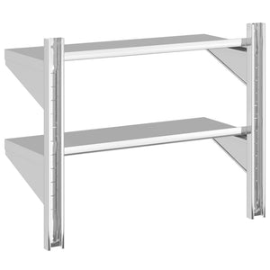 vidaXL 2-Tier Wall Shelf 75x30x60 cm Silver Stainless Steel