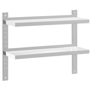 vidaXL 2-Tier Wall Shelf 75x23.5x60 cm Silver Stainless Steel