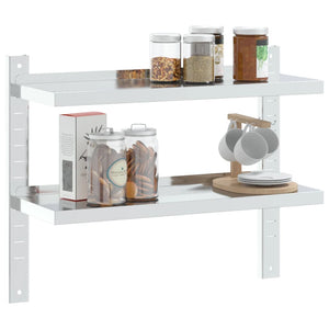 vidaXL 2-Tier Wall Shelf 75x23.5x60 cm Silver Stainless Steel