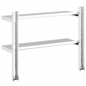 vidaXL 2-Tier Wall Shelf 75x23.5x60 cm Silver Stainless Steel