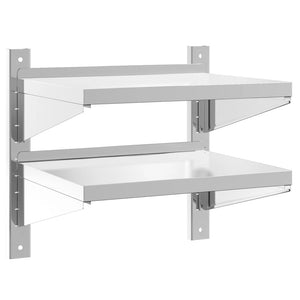 vidaXL 2-Tier Wall Shelf 50x40x60 cm Silver Stainless Steel