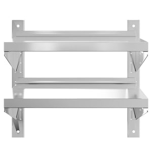 vidaXL 2-Tier Wall Shelf 50x40x60 cm Silver Stainless Steel