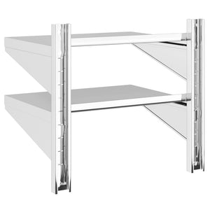 vidaXL 2-Tier Wall Shelf 50x40x60 cm Silver Stainless Steel