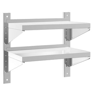 vidaXL 2-Tier Wall Shelf 50x30x60 cm Silver Stainless Steel