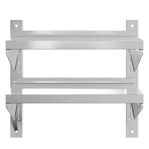 vidaXL 2-Tier Wall Shelf 50x30x60 cm Silver Stainless Steel