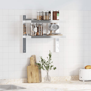 vidaXL 2-Tier Wall Shelf 50x23.5x60 cm Silver Stainless Steel