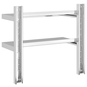 vidaXL 2-Tier Wall Shelf 50x23.5x60 cm Silver Stainless Steel