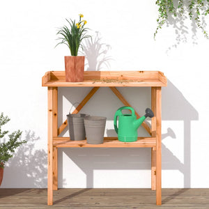 vidaXL Plant Table with Shelf Brown 78x38x82.5 cm Solid Wood Fir