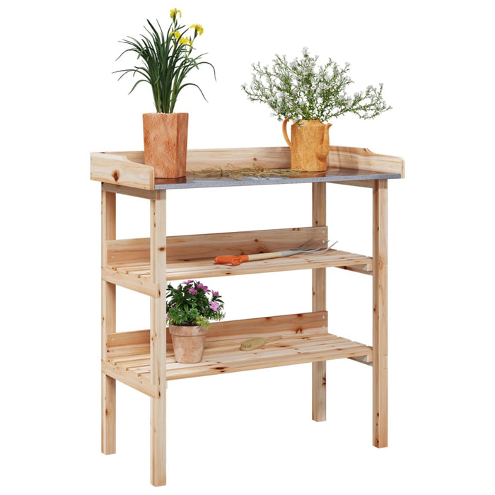 vidaXL Plant Table with Shelves 78x38x82.5 cm Solid Wood Fir