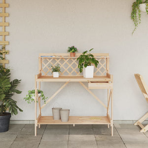 vidaXL Potting Bench with Trellis Solid Wood Fir