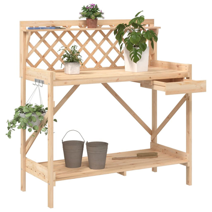 vidaXL Potting Bench with Trellis Solid Wood Fir