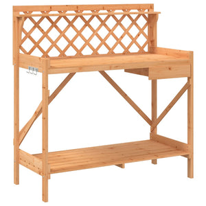 vidaXL Potting Bench with Trellis Brown Solid Wood Fir