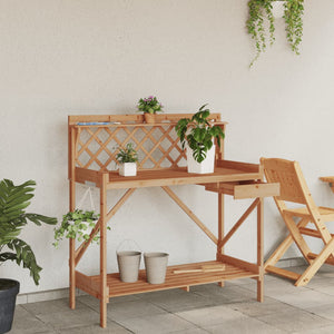 vidaXL Potting Bench with Trellis Brown Solid Wood Fir