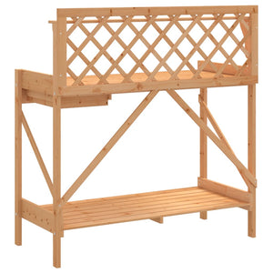 vidaXL Potting Bench with Trellis Brown Solid Wood Fir