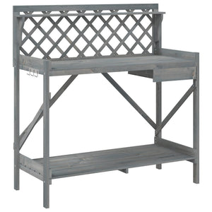 vidaXL Potting Bench with Trellis Grey Solid Wood Fir