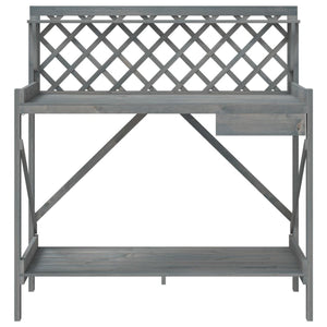 vidaXL Potting Bench with Trellis Grey Solid Wood Fir