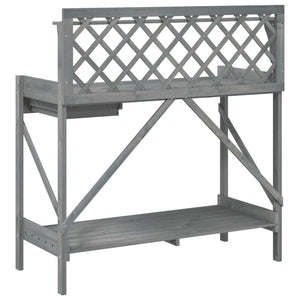 vidaXL Potting Bench with Trellis Grey Solid Wood Fir