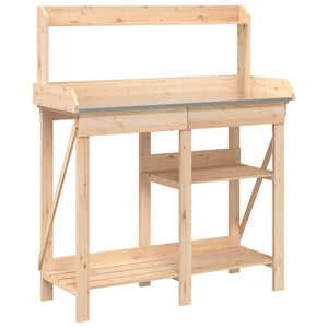 vidaXL Potting Bench with Shelves Solid Wood Fir