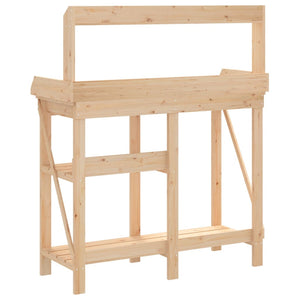 vidaXL Potting Bench with Shelves Solid Wood Fir