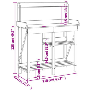 vidaXL Potting Bench with Shelves Solid Wood Fir